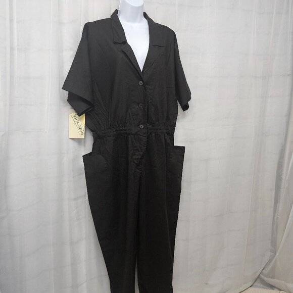 NWT Diane Von Furstenberg Black Straight Leg Romper Cotton M - Picture 5 of 12